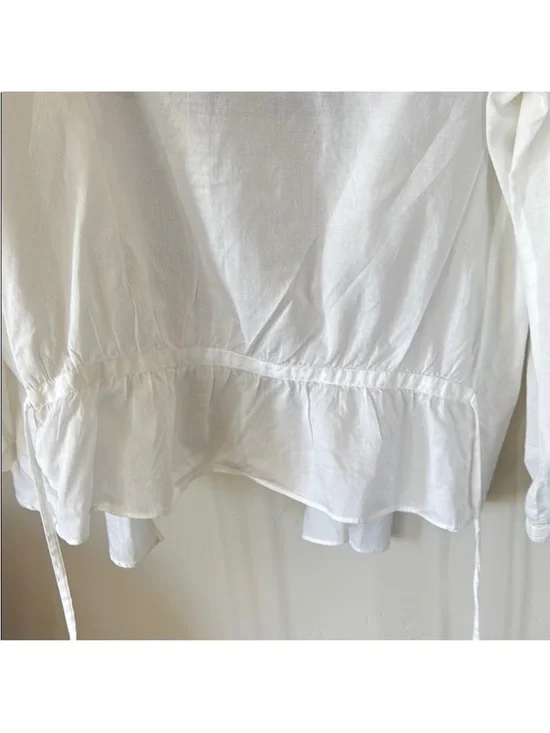 GAP White Embroidered Tie-Front Wrap Blouse - Picture 8 of 8